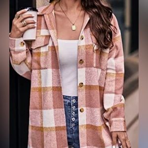 NWTS! Plaid Shacket Jacket Long Sleeve Button Down Flannel Shirt